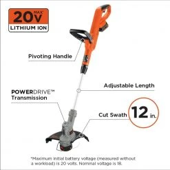BLACK+DECKER Trimmers & Edgers 20-Volt Max 12-in Straight Cordless String Trimmer with Edger Capable (Battery Included) 12 BLACK+DECKER Trimmers & Edgers 20-Volt Max 12-in Straight Cordless String Trimmer with Edger Capable (Battery Included) -Outdoor Tools & Equipment Fashion Store 04965302