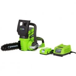 Greenworks Chainsaws & Pole Saws 24-Volt 10-in Cordless Electric Chainsaw 2 Ah (Battery & Charger Included)