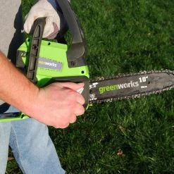 Greenworks Chainsaws & Pole Saws 24-Volt 10-in Cordless Electric Chainsaw 2 Ah (Battery & Charger Included) -Outdoor Tools & Equipment Fashion Store 08868242