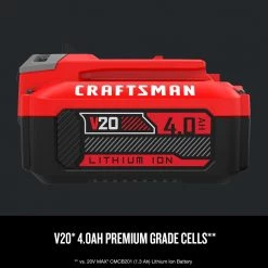 CRAFTSMAN Power Equipment Parts 20-Volt Max 4 Ah Rechargeable Lithium Ion (Li-Ion) Cordless Power Equipment Battery -Outdoor Tools & Equipment Fashion Store 09999560