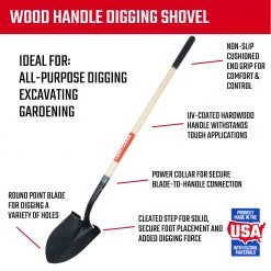CRAFTSMAN Lawn & Garden Hand Tools 55-in Wood Handle Digging Shovel -Outdoor Tools & Equipment Fashion Store 10004923