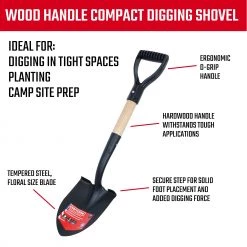 CRAFTSMAN Lawn & Garden Hand Tools 10.75-in Wood D-Handle Digging Shovel -Outdoor Tools & Equipment Fashion Store 10339316