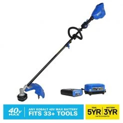 Kobalt Trimmers & Edgers 40-Volt Max 16-in Straight Cordless String Trimmer with Attachment Capable and (Battery Included)