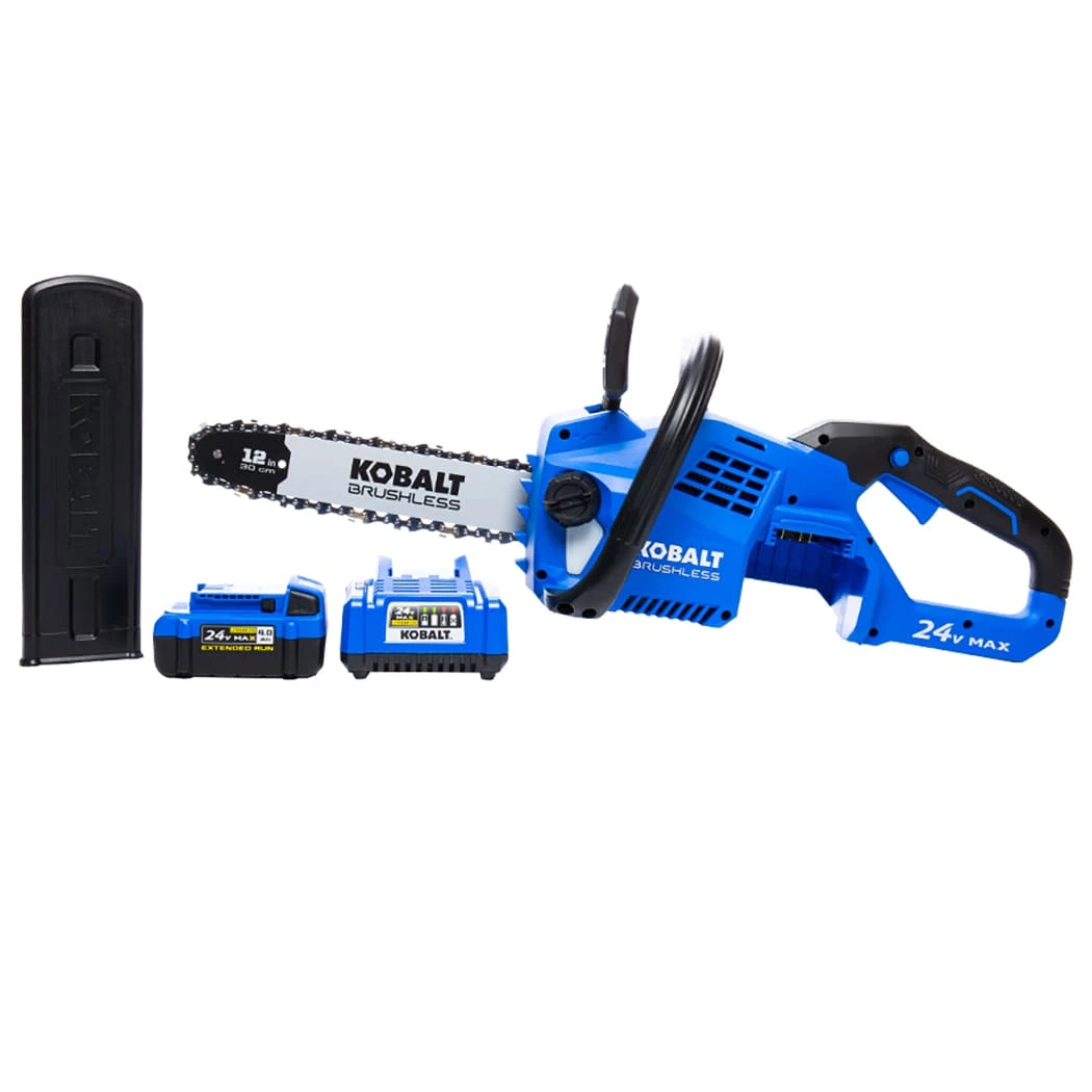 Kobalt Chainsaws & Pole Saws 24-Volt 12-in Brushless Cordless Electric Chainsaw 4 Ah (Battery & Charger Included) 1 Kobalt Chainsaws & Pole Saws 24-Volt 12-in Brushless Cordless Electric Chainsaw 4 Ah (Battery & Charger Included)