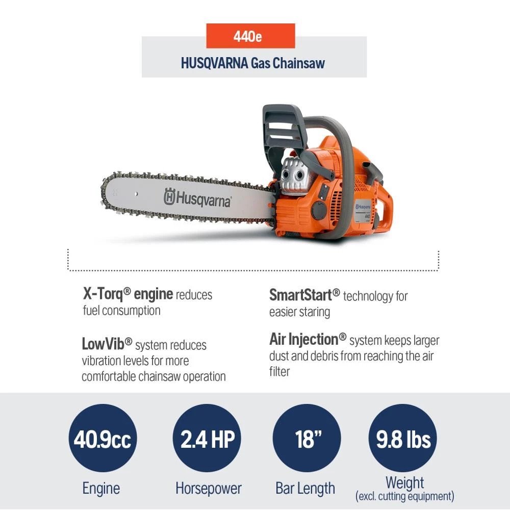 Husqvarna Chainsaws & Pole Saws 440E 18-in 40.9-cc 2-Cycle Gas Chainsaw 3 Husqvarna Chainsaws & Pole Saws 440E 18-in 40.9-cc 2-Cycle Gas Chainsaw - Image 3