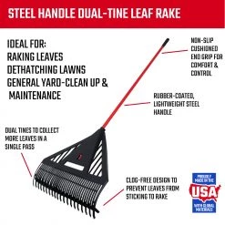 CRAFTSMAN Lawn & Garden Hand Tools Dual Tine 26-in Leaf Rake -Outdoor Tools & Equipment Fashion Store 12157800