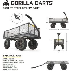 Gorilla Carts Wheelbarrows & Yard Carts 6-cu ft Steel Yard Cart -Outdoor Tools & Equipment Fashion Store 14613724