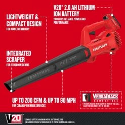 CRAFTSMAN Leaf Blowers 20-volt Max 200-CFM Handheld Cordless Electric Leaf Blower 2 Ah (Battery & Charger Included) 13 CRAFTSMAN Leaf Blowers 20-volt Max 200-CFM Handheld Cordless Electric Leaf Blower 2 Ah (Battery & Charger Included) -Outdoor Tools & Equipment Fashion Store 16728260