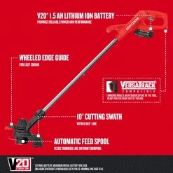 CRAFTSMAN Trimmers & Edgers V20 20-volt Max 10-in Straight Cordless String Trimmerwith Edger Capable (Battery Included)) -Outdoor Tools & Equipment Fashion Store 16728347