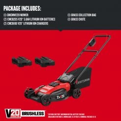 CRAFTSMAN Lawn Mowers 2x20V 20-Volt Max Brushless 20-in Push Cordless Electric Lawn Mower 5 Ah (Battery and Charger Included) -Outdoor Tools & Equipment Fashion Store 40885455