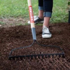 CRAFTSMAN Lawn & Garden Hand Tools 57.25-in L Wood-Handle Welded Steel Garden Rake -Outdoor Tools & Equipment Fashion Store 42008743 scaled