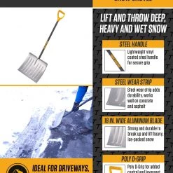 Ames True Temper Lawn & Garden Hand Tools 18-in Aluminum Snow Shovel with 36-in Steel Handle -Outdoor Tools & Equipment Fashion Store 42121795