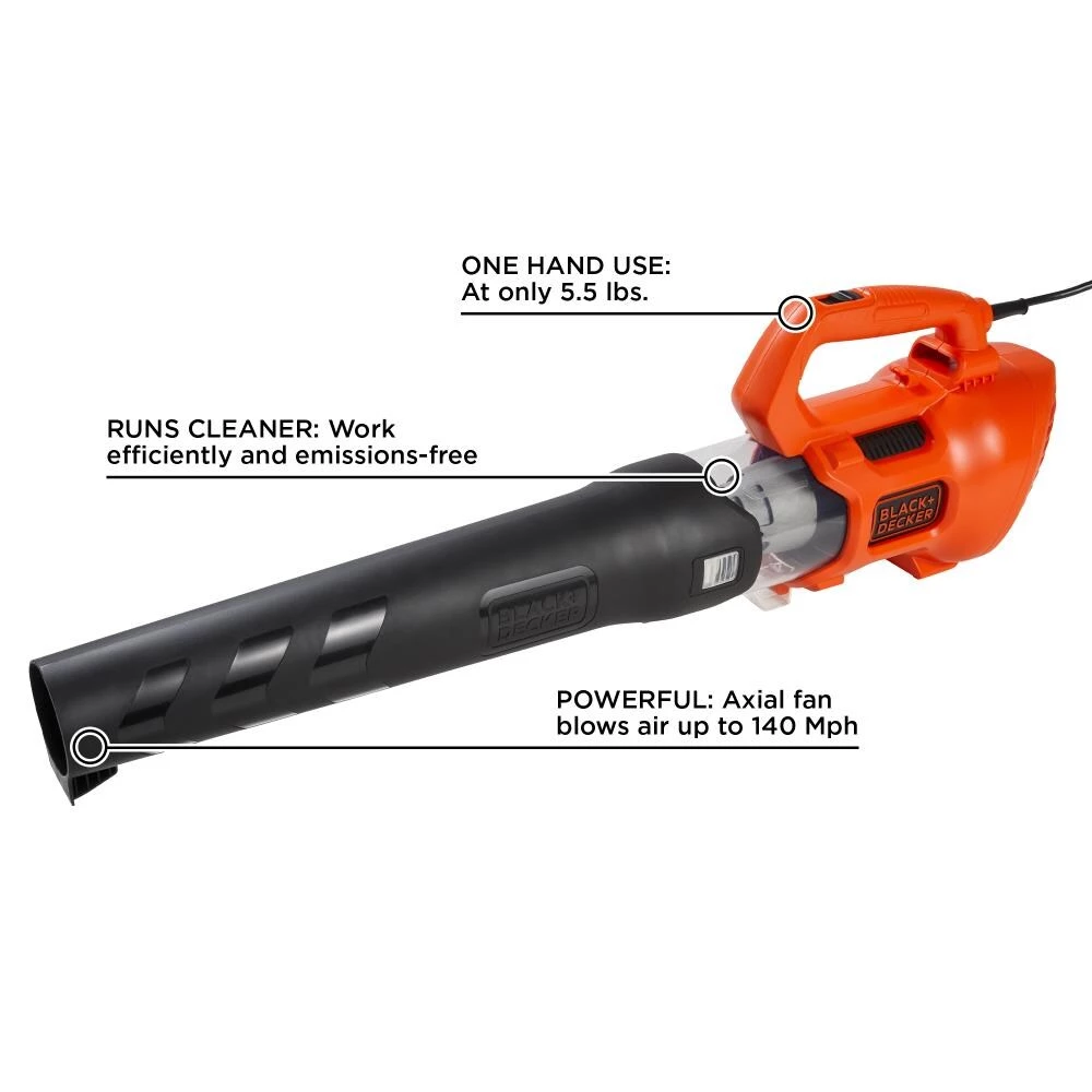 BLACK+DECKER Leaf Blowers 9-Amp 450-CFM 140-MPH Corded Electric Leaf Blower 12 BLACK+DECKER Leaf Blowers 9-Amp 450-CFM 140-MPH Corded Electric Leaf Blower - Image 12