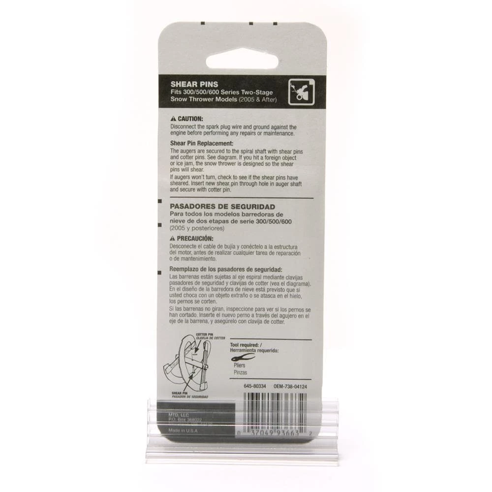 Troy-Bilt Snow Blower Parts & Accessories Metal Snow Blower Shear Pins 4 Troy-Bilt Snow Blower Parts & Accessories Metal Snow Blower Shear Pins - Image 4