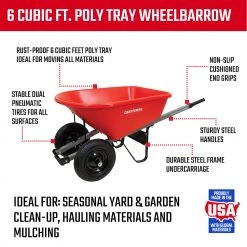 CRAFTSMAN Wheelbarrows & Yard Carts 6-cu ft Poly Wheelbarrow -Outdoor Tools & Equipment Fashion Store 46803488