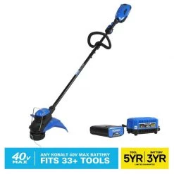 Kobalt Trimmers & Edgers 40-Volt Max 15-in Straight Cordless String Trimmer (Battery Included)